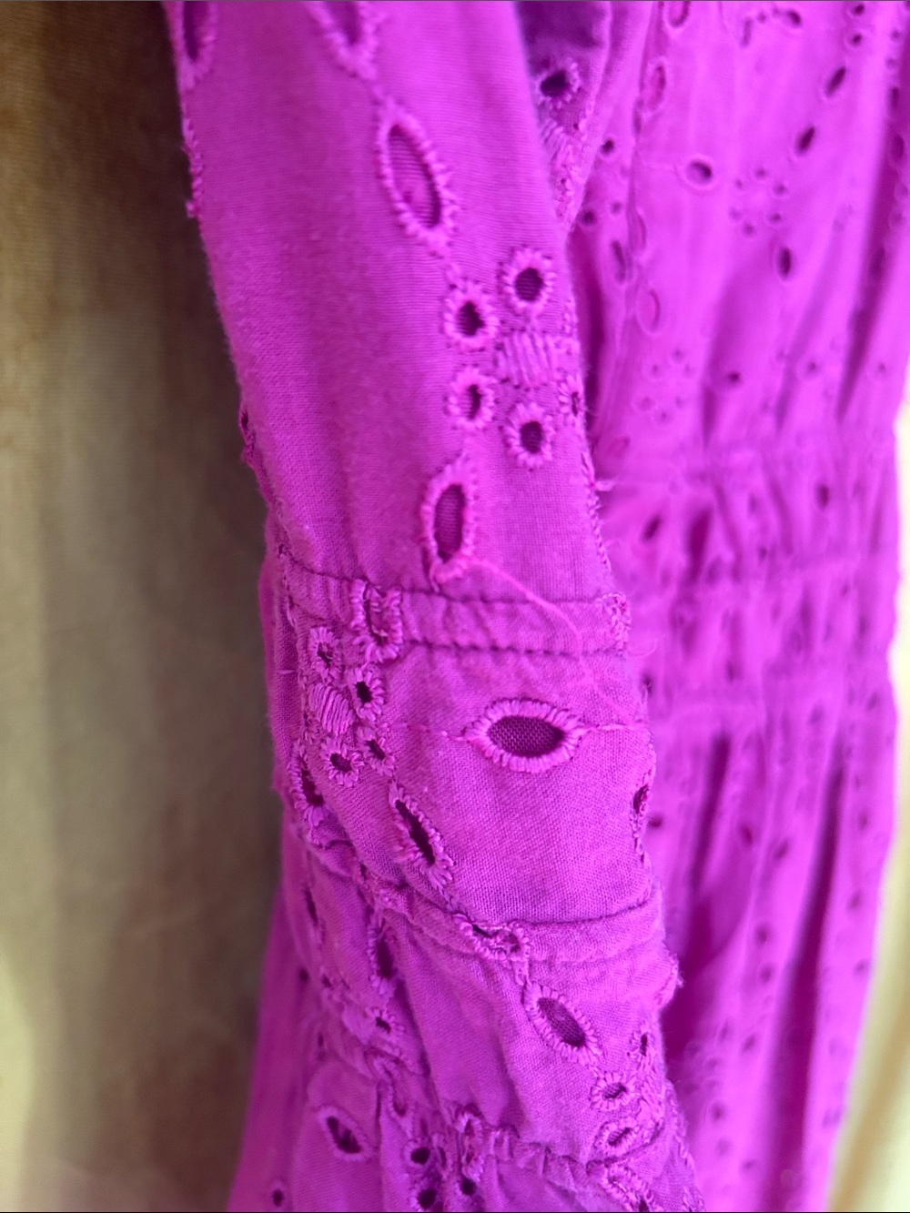 Anthropologie Somerset Bright Magenta Eyelet Maxi Dress EUC XL - Picture 5 of 6